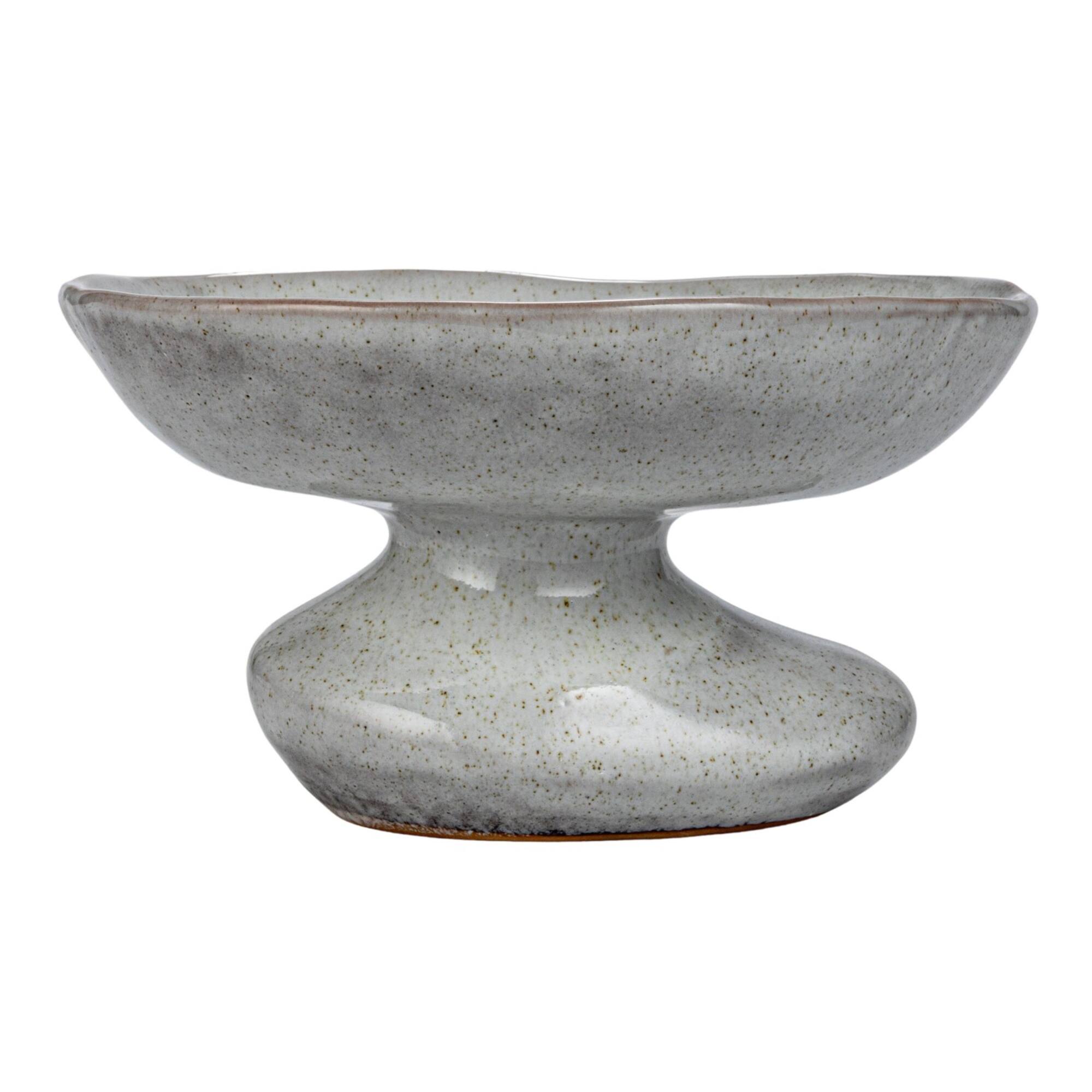 Hello Honey® 5" White Speckled Stoneware Organic Shaped Footed Dish